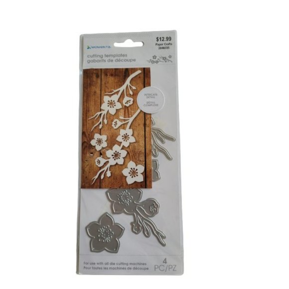 Momenta Die Metal Dies Flowers On Branch Intricate Cut 4 pcs - Picture 1 of 3